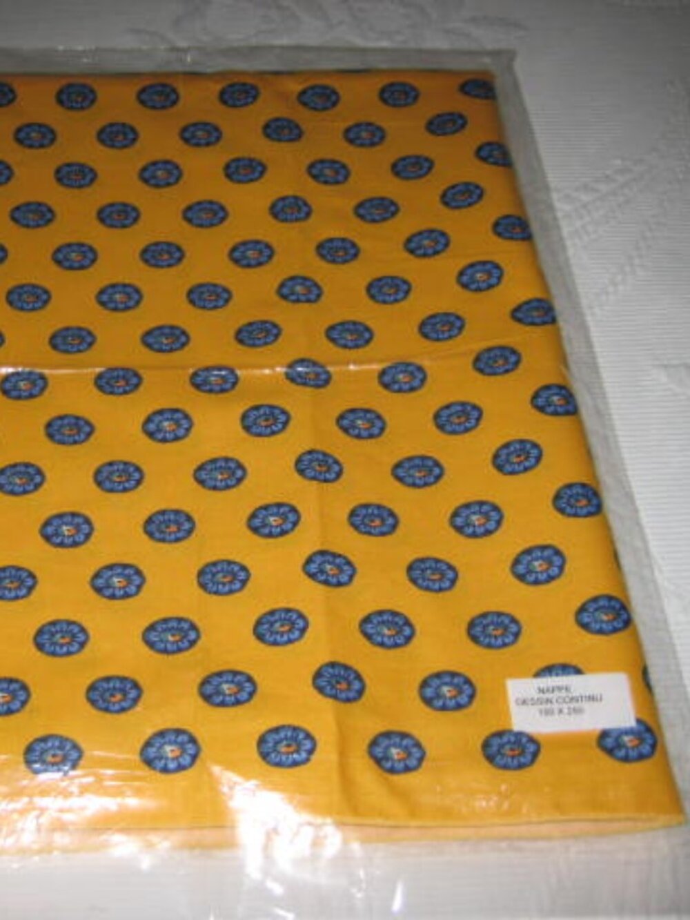 NWT VENT DU SUD Tablecloth 58” X 98” Rectangle Cotton French France Gold Blue